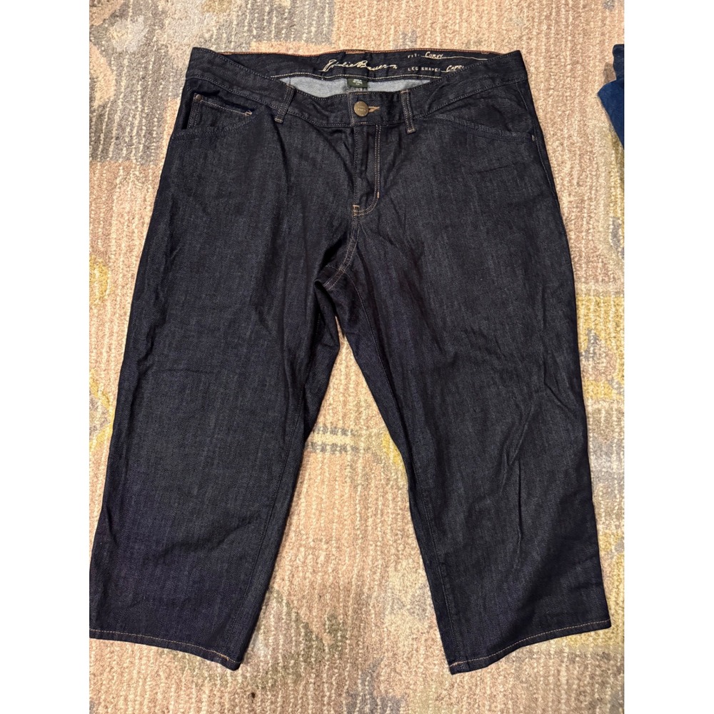 Eddie Bauer Curvy Fit Capri Jeans‎ Dark Wash Denim Cropped Pants